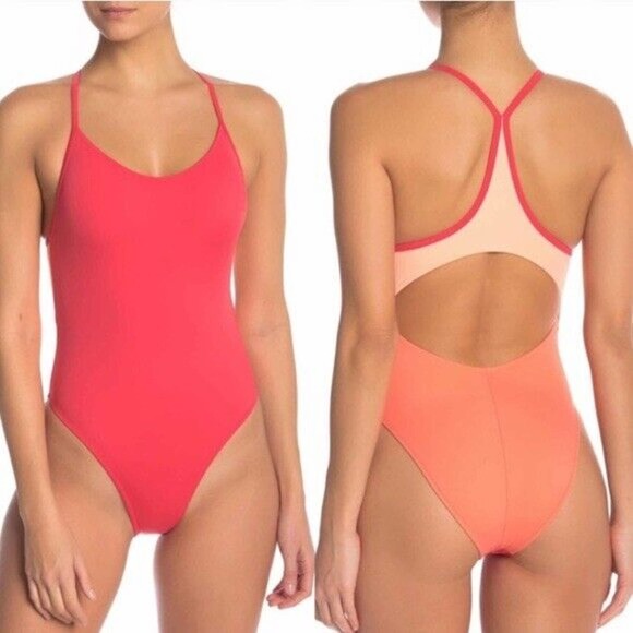 Outdoor Voices Other - NWT Outdoor Voices One Piece Color Block Pink Swimsuit S Coral Peach Pink Sporty